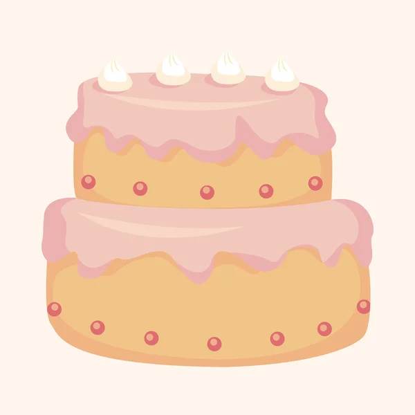 Geburtstag dekoriert Kuchen Themenelemente — Stockvektor