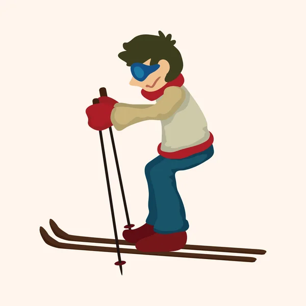 Elementos temáticos esquiadores — Vector de stock