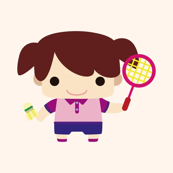 Elementos temáticos jugador de bádminton — Vector de stock