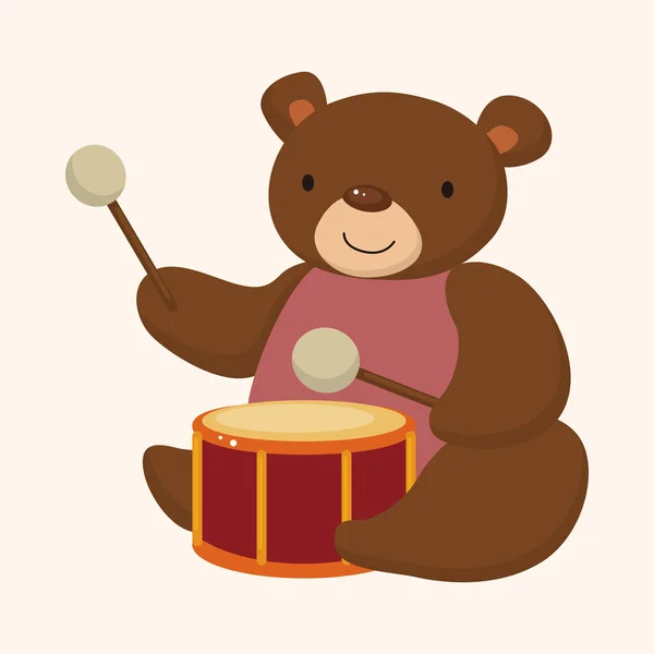 Animal bear playing instrument cartoon theme elements — Stock Vector