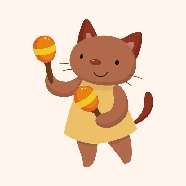 animal cat playing instrument cartoon theme elements