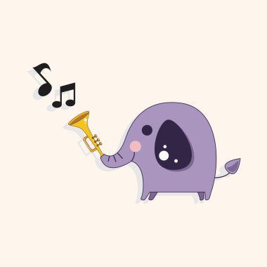 hayvan fil enstrüman çizgi film Tema öğeleri oynarken