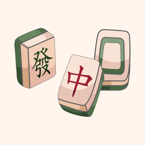 Elementos do tema Mahjong — Vetor de Stock