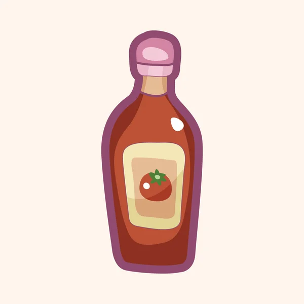 Utensili da cucina salsa bottiglia elementi a tema — Vettoriale Stock