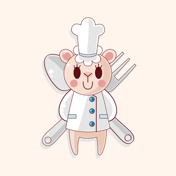 Animal chef cartoon theme elements — Stock Vector