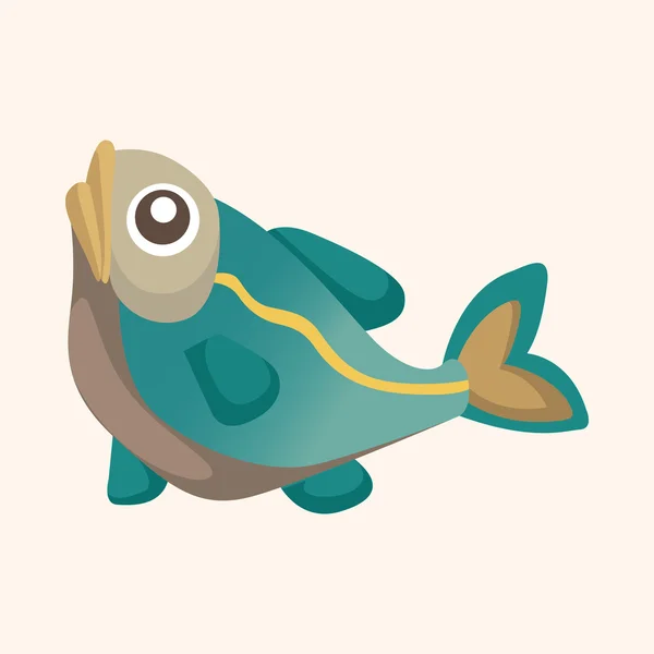Elementi del tema del cartone animato pesce — Vettoriale Stock