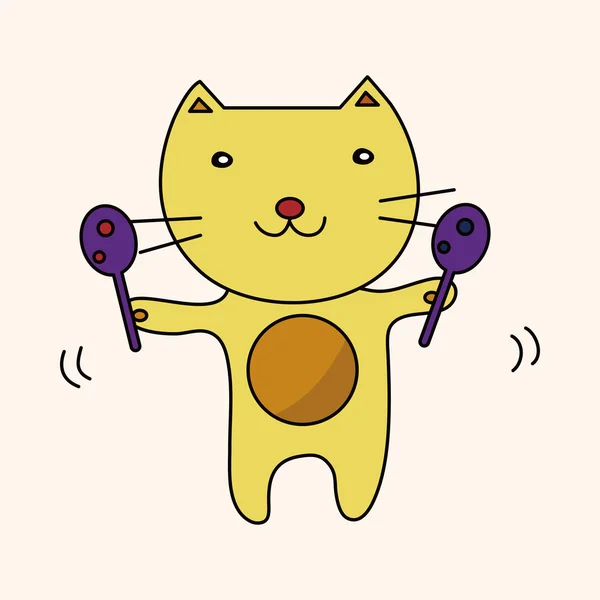 animal cat playing instrument cartoon theme elements