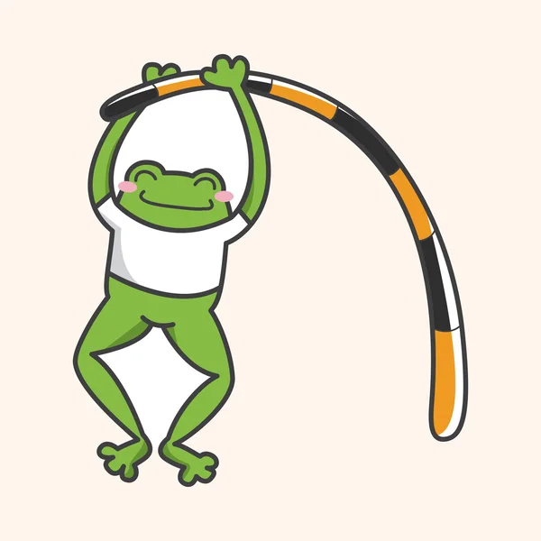 Grenouille animale faisant des éléments de thème de dessin animé sportif — Image vectorielle