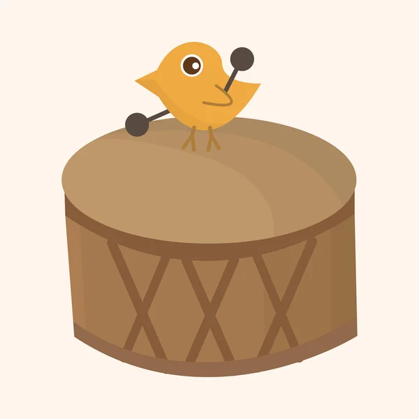 Djurens bird spela instrument tecknad temaelement — Stock vektor