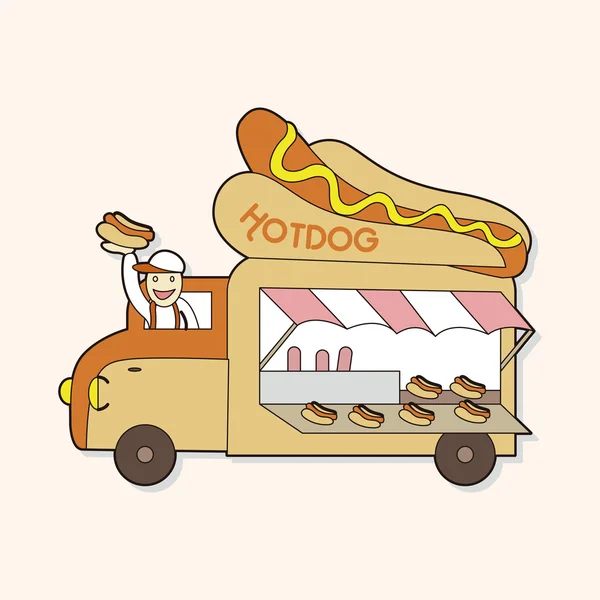 Hot dog shop car theme elements — Stock Vector