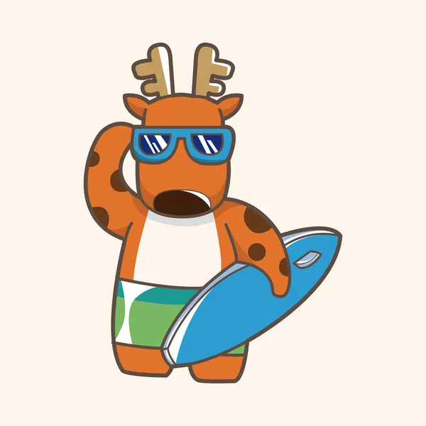 Animal moose summer cartoon theme elements — Stock Vector
