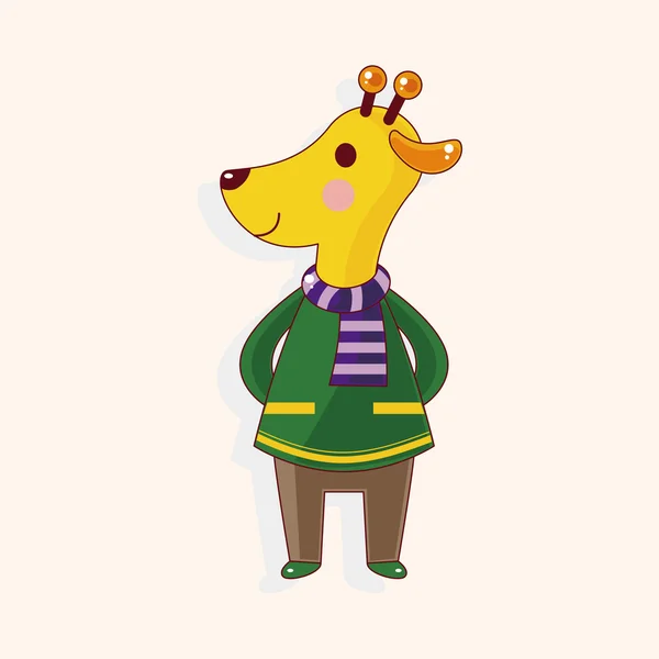 Animal girafa inverno cartoon tema elementos — Vetor de Stock