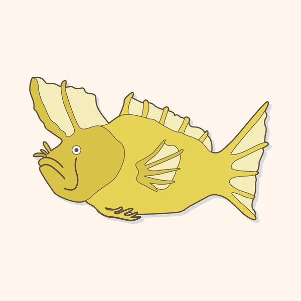 Sea animal fish cartoon theme elements — Stock Vector