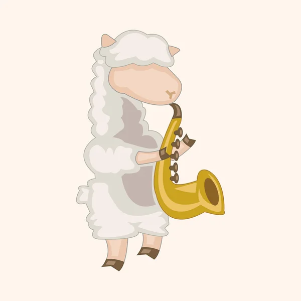 Animal mouton jouer instrument bande dessinée thème éléments — Image vectorielle