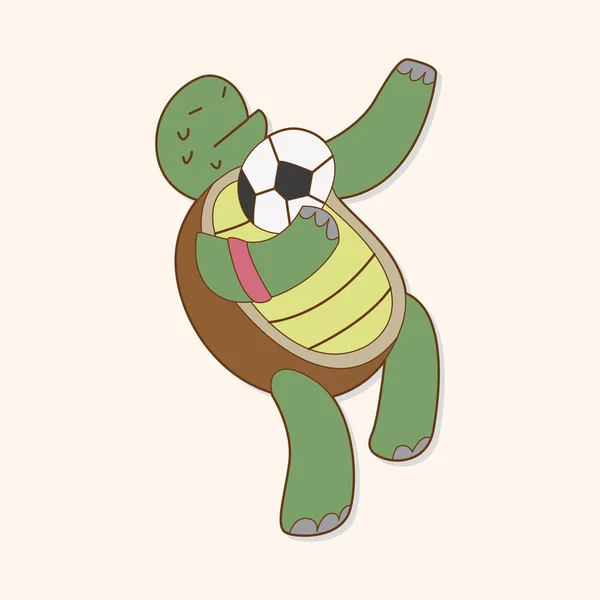 动物踢足球卡通主题元素 — 图库矢量图片
