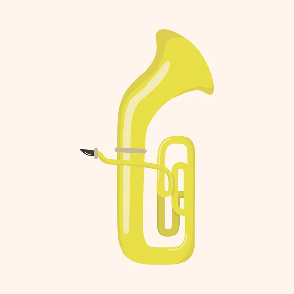 Elemen tema kartun instrumen trumpet - Stok Vektor