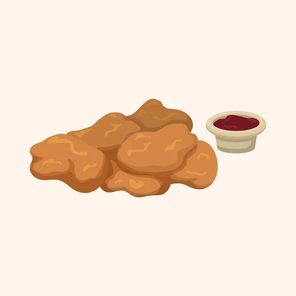 Aliments frits thème nuggets de poulet éléments — Image vectorielle