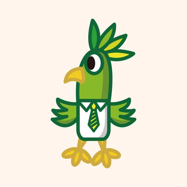 Animal parrot worker cartoon theme elements — Stock Vector
