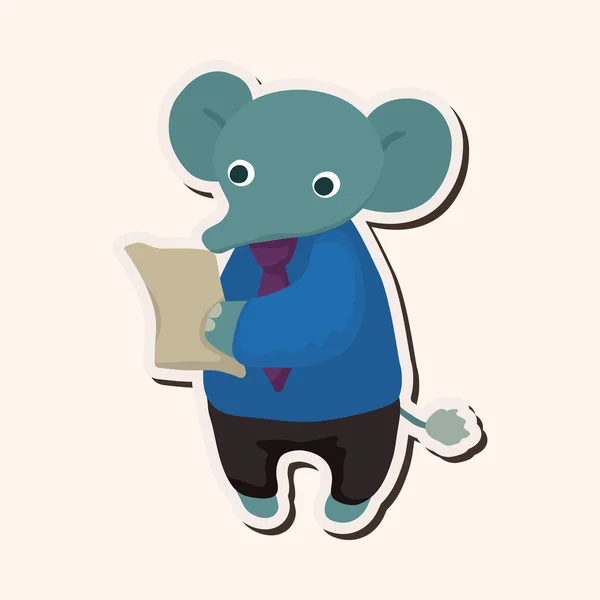 Prvky motivů kreslené pracovník zvířat slon — Stockový vektor