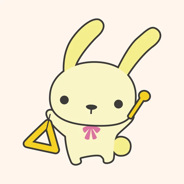 动物兔玩乐器卡通主题元素 — 图库矢量图片