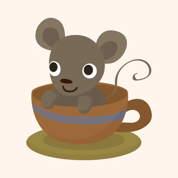 Ratón animal que tiene elementos temáticos de té por la tarde — Vector de stock