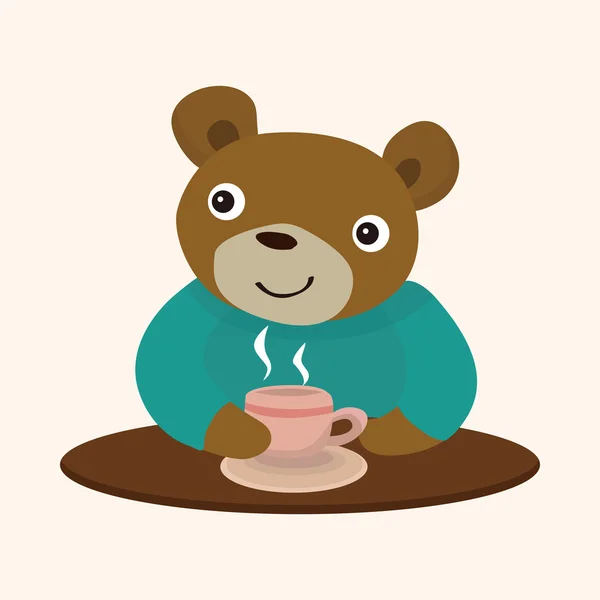 Zvířecí medvěd s odpolední čaj motivu — Stockový vektor