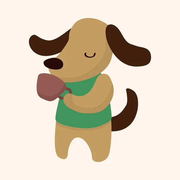 Animal perro teniendo tarde té tema elementos — Vector de stock
