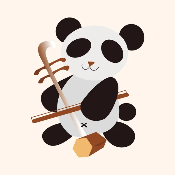 Animal panda tocar instrumento cartoon tema elementos —  Vetores de Stock