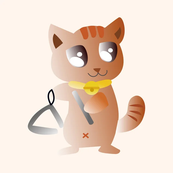 animal cat playing instrument cartoon theme elements