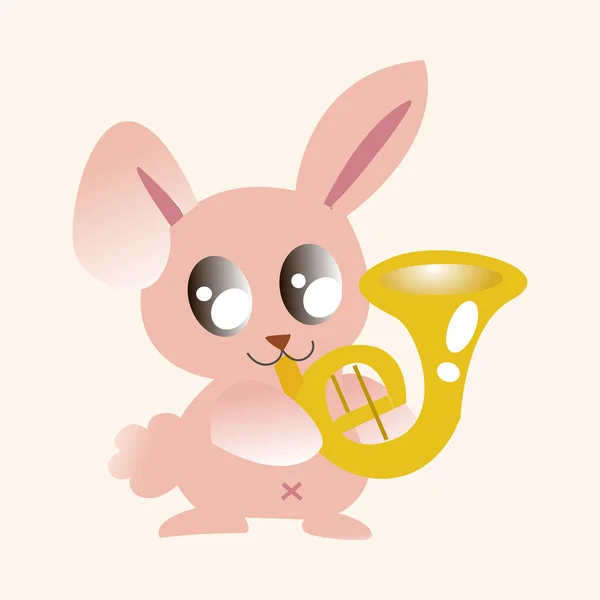 Animal rabbit playing instrument cartoon theme elements — Stock Vector