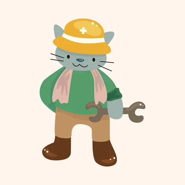 animal cat worker cartoon theme elements