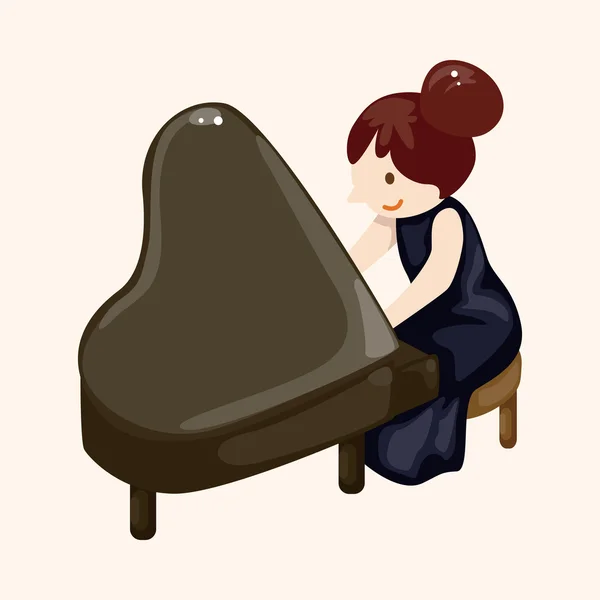 Carácter músico pianista tema elementos — Vector de stock