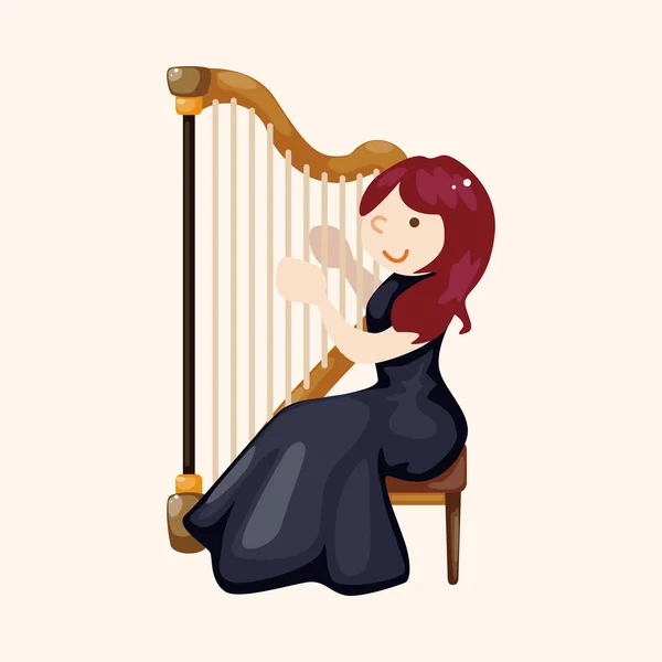 Personagem músico harpista tema elementos — Vetor de Stock