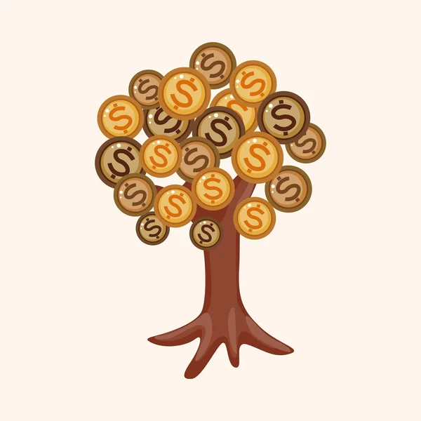 Δέντρο χρήματα οικονομικό θέμα στοιχεία — Διανυσματικό Αρχείο