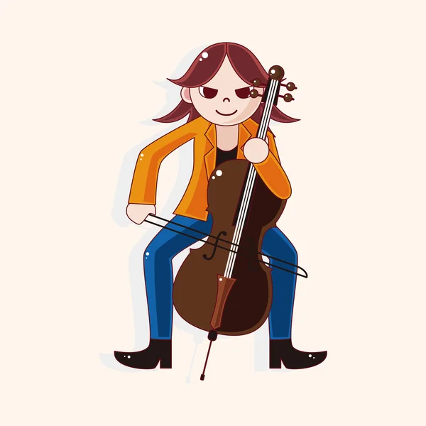 Charakter hudebník violoncellista motivu — Stockový vektor