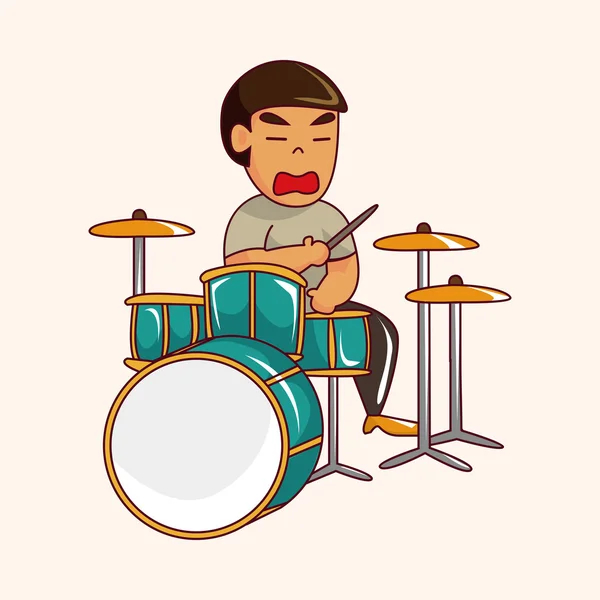 Band lid drummer thema-elementen — Stockvector