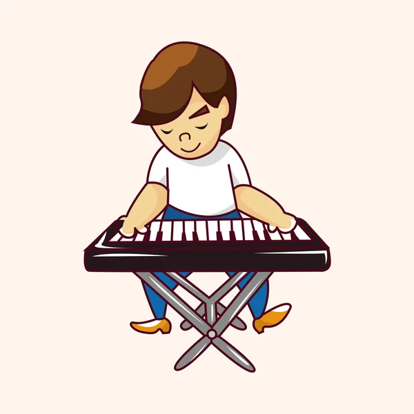 バンド メンバーのキーボード プレーヤーのテーマ要素 — ストックベクタ