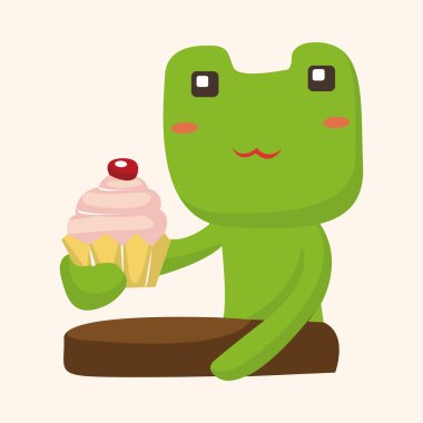 öğleden sonra çay Tema öğeleri olan hayvan kurbağa