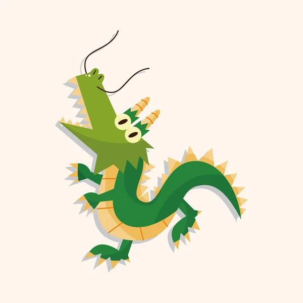 Animales dragón dibujos animados elementos temáticos — Vector de stock