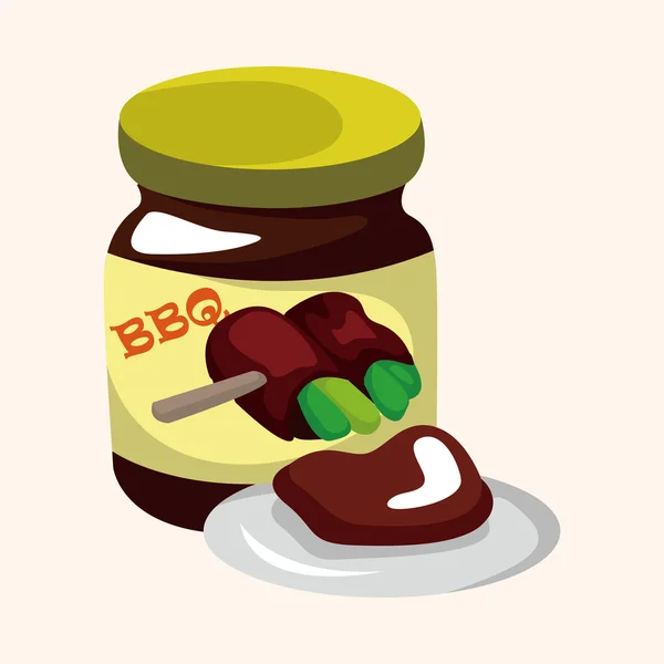 Barbacoa equipo salsa elementos temáticos — Vector de stock