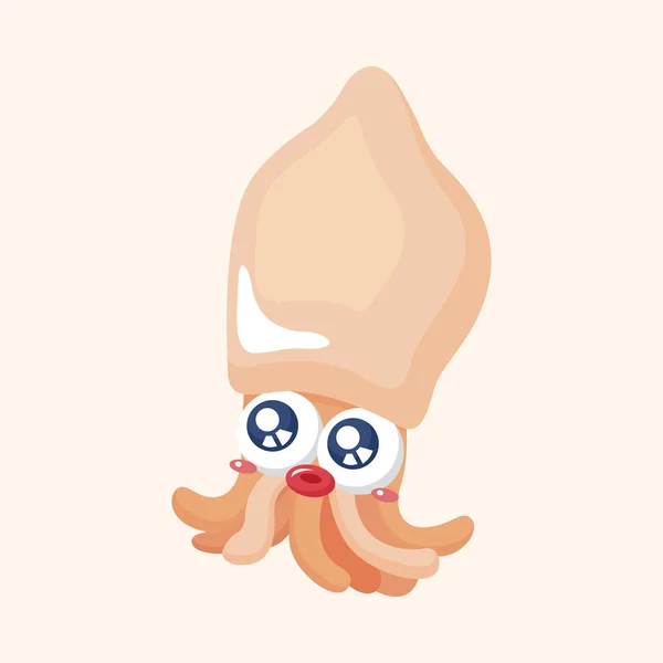 Sea animal squid cartoon theme elements — Stock Vector