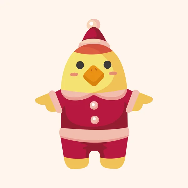 Animales pollo dibujos animados elementos temáticos estilo navidad — Vector de stock