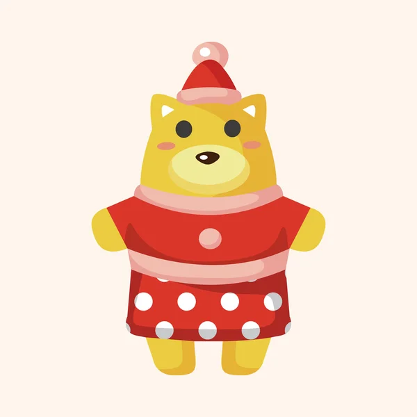 Animale orso cartone animato stile natalizio elementi a tema — Vettoriale Stock