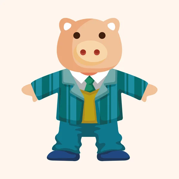 Animal porco trabalhador cartoon tema elementos — Vetor de Stock