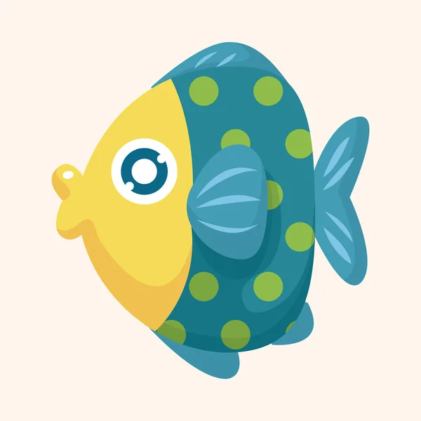 Sea animal fish cartoon theme elements — Stock Vector