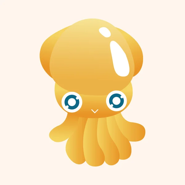 Sea animal squid cartoon theme elements — Stock Vector