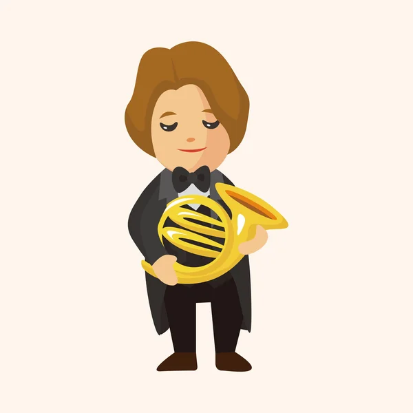 Character musician french trumpter — Stock Vector