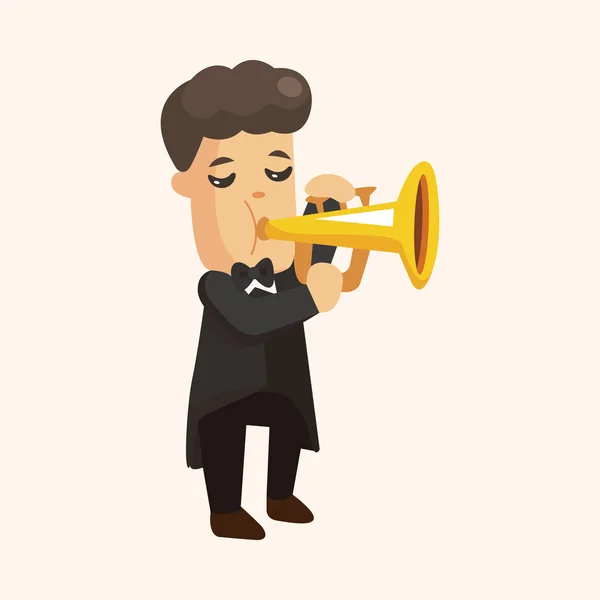 Karakter zenész trombitás — Stock Vector