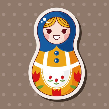 Matryoshka, Rus geleneksel ahşap oyuncak, vektör desen, el
