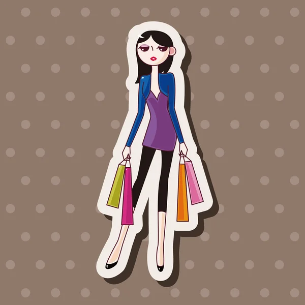 Shopping girl tema elementos vetor, eps —  Vetores de Stock